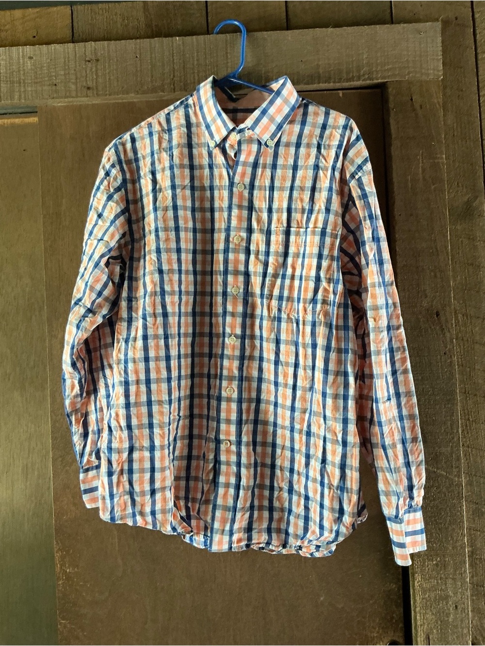 Izod Men's Plaid Button-Down Shirt - Blue & Orange